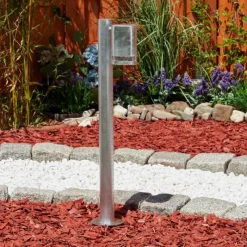 hofstein Borne lumineuse Amyton Acier inoxydable, Transparent, Zingué, 1 lumière