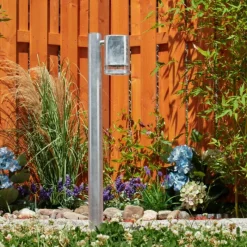 hofstein Borne lumineuse Amyton Acier inoxydable, Transparent, Zingué, 1 lumière