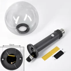 Suspension Verre Fumé-hofstein Borne lumineuse Bostarenga Anthracite, 1 lumière, Détecteur de mouvement