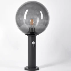 Suspension Verre Fumé-hofstein Borne lumineuse Bostarenga Anthracite, 1 lumière, Détecteur de mouvement