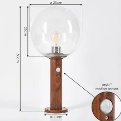 Lampes Vintages & Rétros-hofstein Borne lumineuse Bubodefo Brun, Couleur bois, 1 lumière, Détecteur de mouvement