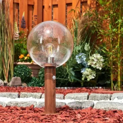 Lampes Vintages & Rétros-hofstein Borne lumineuse Bubodefo Brun, Couleur bois, 1 lumière, Détecteur de mouvement