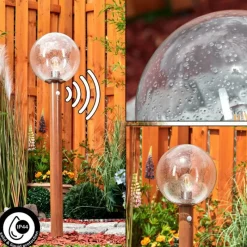 hofstein Borne lumineuse Bubodefo Brun, Couleur bois, 1 lumière, Détecteur de mouvement