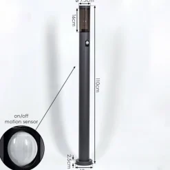 hofstein Borne lumineuse Gaborone Anthracite, 1 lumière, Détecteur de mouvement