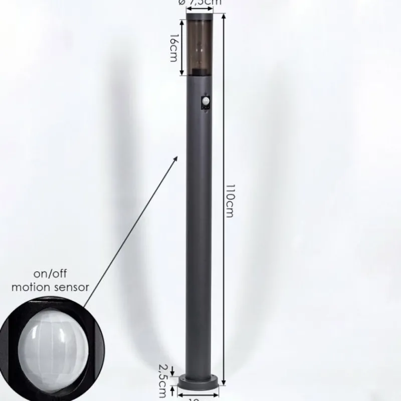 hofstein Borne lumineuse Gaborone Anthracite, 1 lumière, Détecteur de mouvement