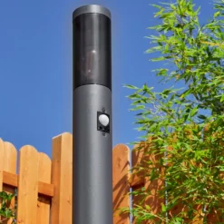 Suspension Verre Fumé-hofstein Borne lumineuse Gaborone Anthracite, 1 lumière, Détecteur de mouvement