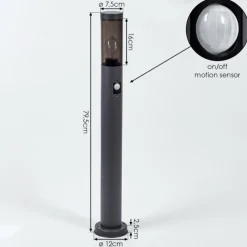 Suspension Verre Fumé-hofstein Borne lumineuse Gaborone Anthracite, 1 lumière, Détecteur de mouvement