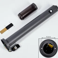 Suspension Verre Fumé-hofstein Borne lumineuse Gaborone Anthracite, 1 lumière, Détecteur de mouvement