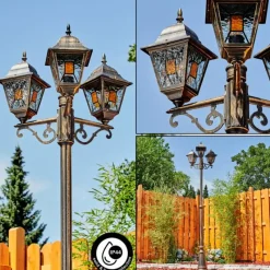 Luminaires Rustiques-hofstein Borne lumineuse Halla Brun, Or, Noir, 3 lumières