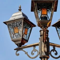 Luminaires Rustiques-hofstein Borne lumineuse Halla Brun, Or, Noir, 3 lumières