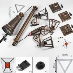 Luminaires Rustiques-hofstein Borne lumineuse Halla Brun, Or, Noir, 3 lumières