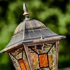 Luminaires Rustiques-hofstein Borne lumineuse Halla Brun, Or, Noir, 3 lumières