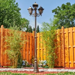 Luminaires Rustiques-hofstein Borne lumineuse Halla Brun, Or, Noir, 3 lumières