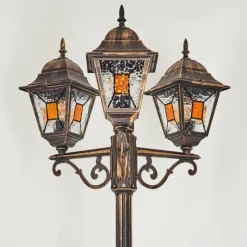 Luminaires Rustiques-hofstein Borne lumineuse Halla Brun, Or, Noir, 3 lumières