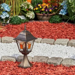 Luminaires Rustiques-hofstein Borne lumineuse Halla Or, Noir, 1 lumière