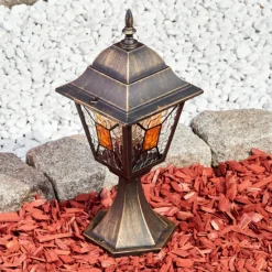 Luminaires Rustiques-hofstein Borne lumineuse Halla Or, Noir, 1 lumière