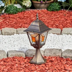 Luminaires Rustiques-hofstein Borne lumineuse Halla Or, Noir, 1 lumière