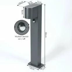 hofstein Borne lumineuse Kingstown Anthracite, 1 lumière, Détecteur de mouvement