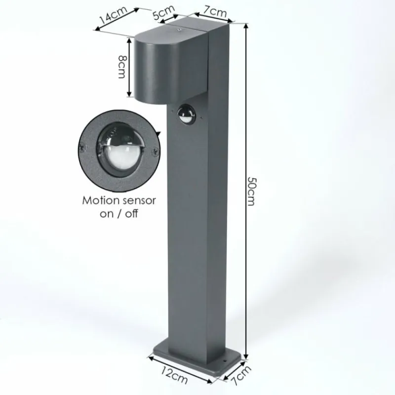 hofstein Borne lumineuse Kingstown Anthracite, 1 lumière, Détecteur de mouvement