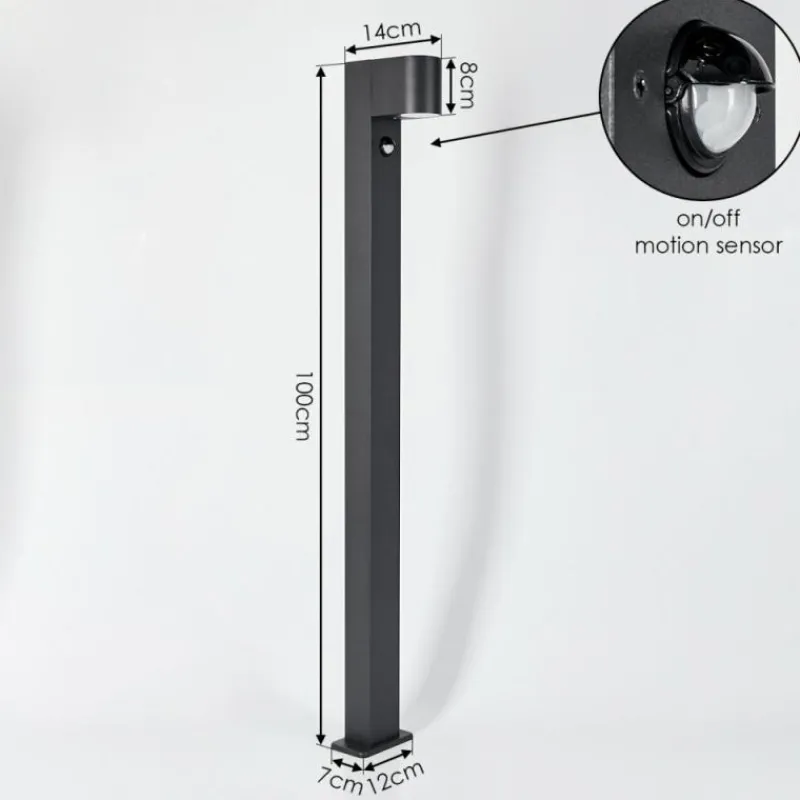 hofstein Borne lumineuse Kingstown Anthracite, 1 lumière, Détecteur de mouvement