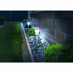 Luminaires Globo Lighting Borne lumineuse - kit de 2 Globo SOLAR LED Acier inoxydable, Noir, 1 lumière