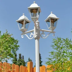 Luminaires Rustiques-hofstein Borne lumineuse Murto Blanc, 3 lumières