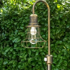 Lampes Dorées-hofstein Borne lumineuse BORKAN Brun doré, 1 lumière, Détecteur de mouvement