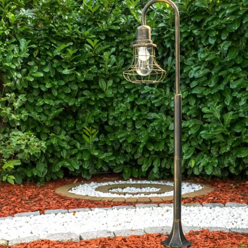 Lampes Dorées-hofstein Borne lumineuse BORKAN Brun doré, 1 lumière, Détecteur de mouvement