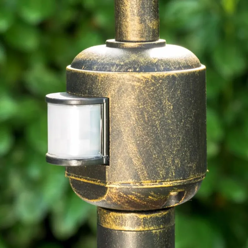 Lampes Dorées-hofstein Borne lumineuse BORKAN Brun doré, 1 lumière, Détecteur de mouvement