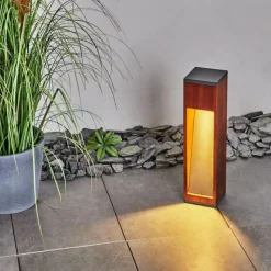 Lampes En Bois-hofstein Borne lumineuse Byremo Bois foncé, Noir, 1 lumière