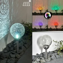 Luminaires Rustiques-hofstein Borne lumineuse Carbonia LED Argenté, 2 lumières, Changeur de couleurs