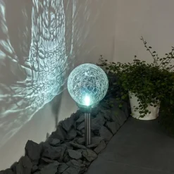 Luminaires Rustiques-hofstein Borne lumineuse Carbonia LED Argenté, 2 lumières, Changeur de couleurs