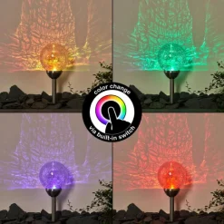 Luminaires Rustiques-hofstein Borne lumineuse Carbonia LED Argenté, 2 lumières, Changeur de couleurs