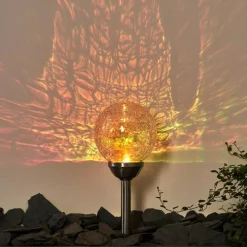 Luminaires Rustiques-hofstein Borne lumineuse Carbonia LED Argenté, 2 lumières, Changeur de couleurs