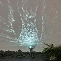 Luminaires Rustiques-hofstein Borne lumineuse Carbonia LED Argenté, 2 lumières, Changeur de couleurs