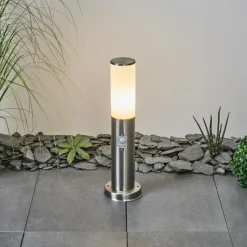 hofstein Borne lumineuse Caserta Nickel mat, Blanc, 1 lumière, Détecteur de mouvement