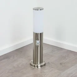 hofstein Borne lumineuse Caserta Nickel mat, Blanc, 1 lumière, Détecteur de mouvement