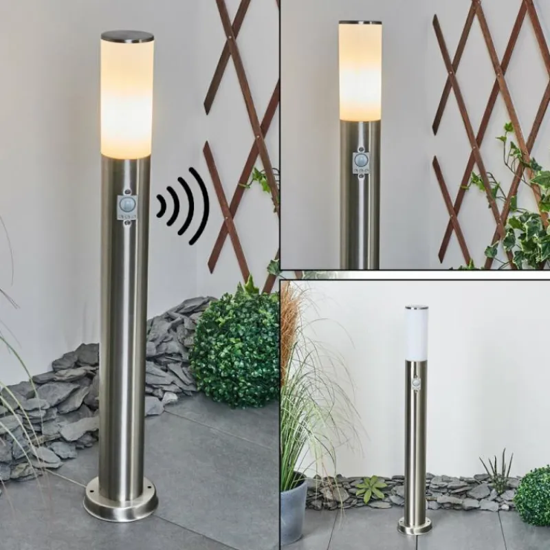 hofstein Borne lumineuse Caserta Nickel mat, Blanc, 1 lumière, Détecteur de mouvement