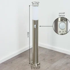 hofstein Borne lumineuse Caserta Nickel mat, Blanc, 1 lumière, Détecteur de mouvement