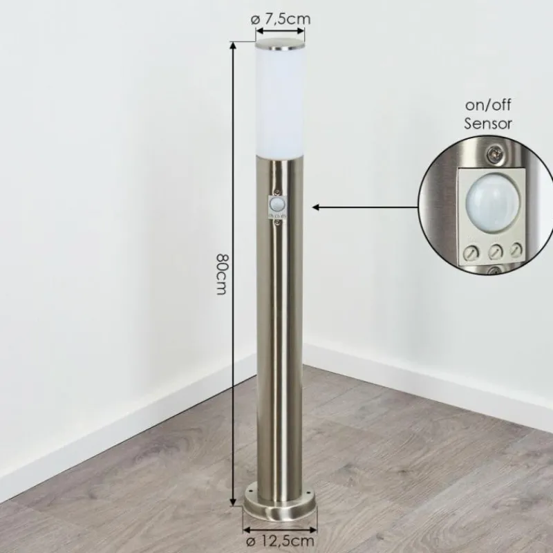 hofstein Borne lumineuse Caserta Nickel mat, Blanc, 1 lumière, Détecteur de mouvement