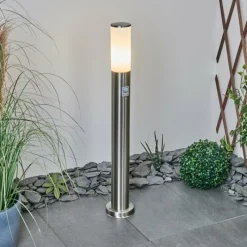 hofstein Borne lumineuse Caserta Nickel mat, Blanc, 1 lumière, Détecteur de mouvement