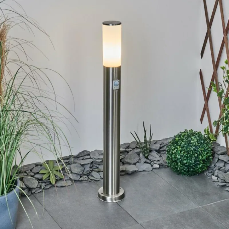 hofstein Borne lumineuse Caserta Nickel mat, Blanc, 1 lumière, Détecteur de mouvement