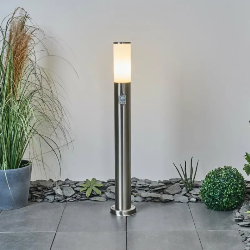 hofstein Borne lumineuse Caserta Nickel mat, Blanc, 1 lumière, Détecteur de mouvement