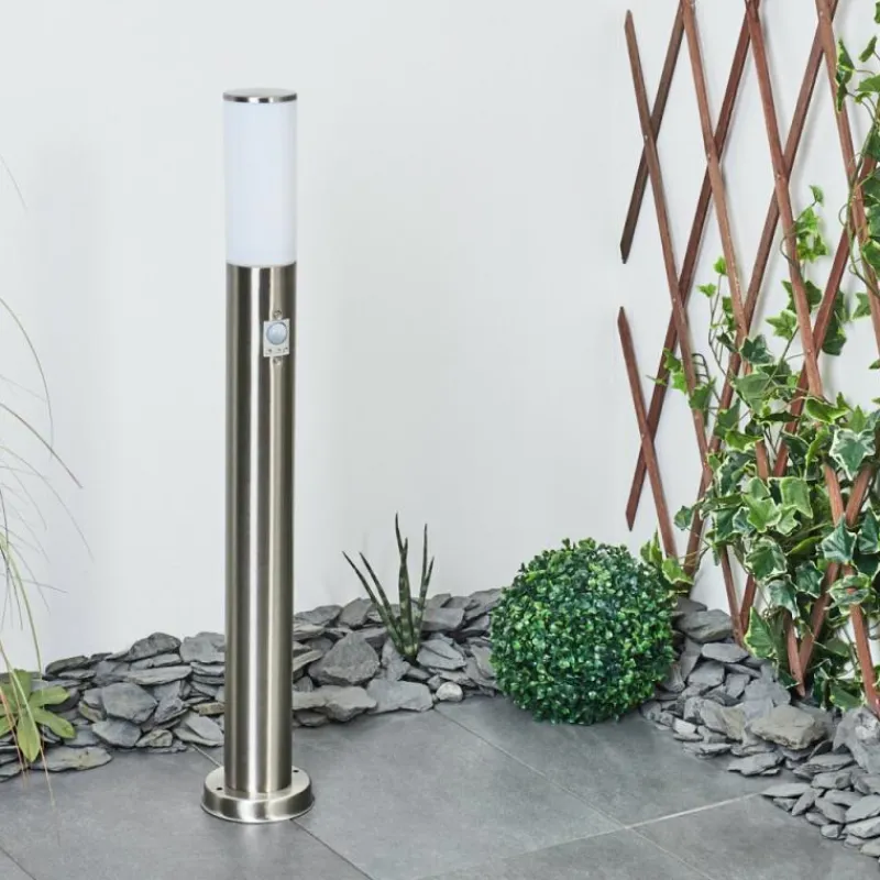hofstein Borne lumineuse Caserta Nickel mat, Blanc, 1 lumière, Détecteur de mouvement