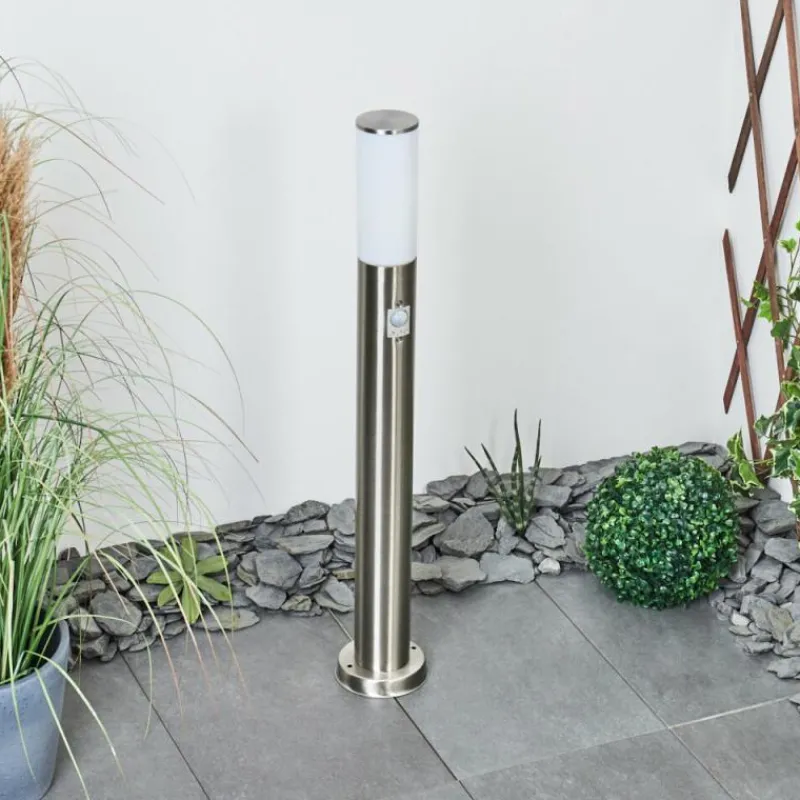 hofstein Borne lumineuse Caserta Nickel mat, Blanc, 1 lumière, Détecteur de mouvement