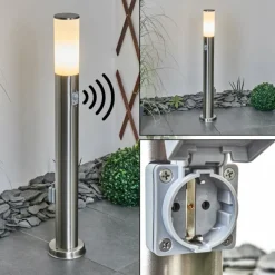 hofstein Borne lumineuse Caserta Nickel mat, 1 lumière, Détecteur de mouvement
