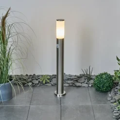 hofstein Borne lumineuse Caserta Nickel mat, 1 lumière, Détecteur de mouvement