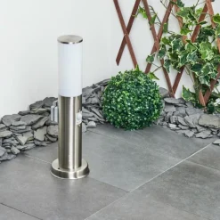 hofstein Borne lumineuse Caserta Nickel mat, 1 lumière, Détecteur de mouvement