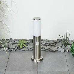 hofstein Borne lumineuse Caserta Nickel mat, 1 lumière, Détecteur de mouvement