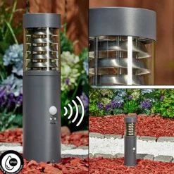 hofstein Borne lumineuse Dakar Anthracite, 1 lumière, Détecteur de mouvement